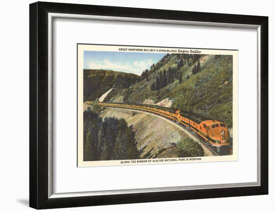 Train in Glacier Park, Montana-null-Framed Art Print