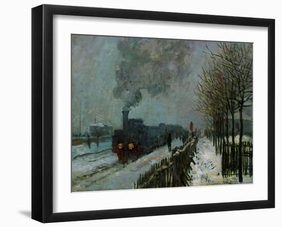 Train in the Snow, 1875-Claude Monet-Framed Giclee Print