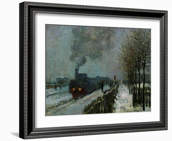 Train in the Snow, 1875-Claude Monet-Framed Giclee Print