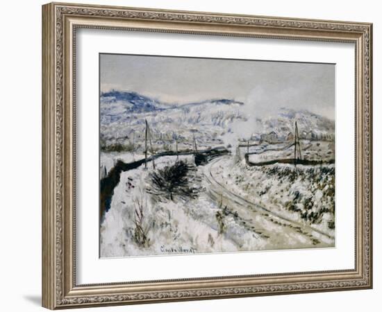 Train in the Snow at Argenteuil. Train dans la Neige a Argenteuil. 1875-Claude Monet-Framed Giclee Print