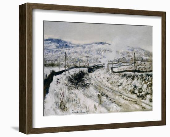 Train in the Snow at Argenteuil. Train dans la Neige a Argenteuil. 1875-Claude Monet-Framed Giclee Print