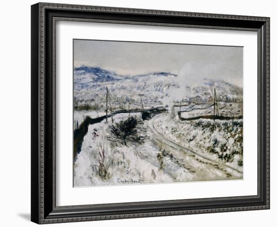 Train in the Snow at Argenteuil. Train dans la Neige a Argenteuil. 1875-Claude Monet-Framed Giclee Print