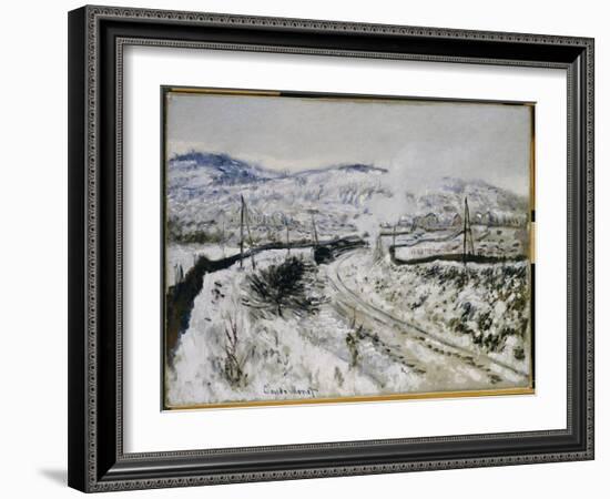 Train in the Snow at Argenteuil-Claude Monet-Framed Giclee Print