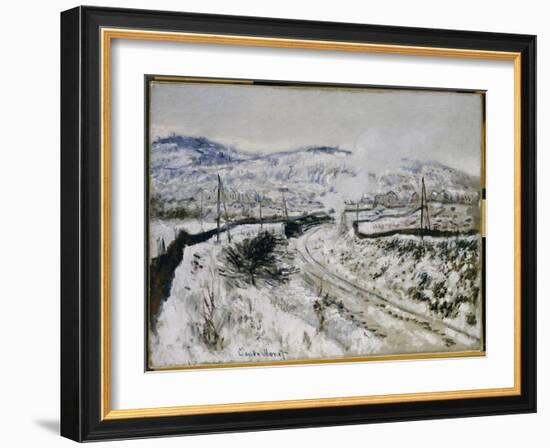 Train in the Snow at Argenteuil-Claude Monet-Framed Giclee Print