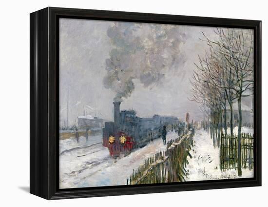 Train in the Snow or the Locomotive, 1875-Claude Monet-Framed Premier Image Canvas