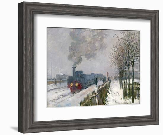 Train in the Snow or the Locomotive, 1875-Claude Monet-Framed Premium Giclee Print