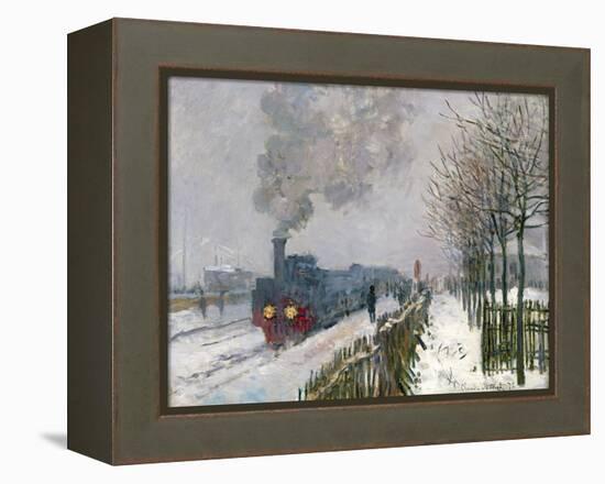 Train in the Snow or the Locomotive, 1875-Claude Monet-Framed Premier Image Canvas