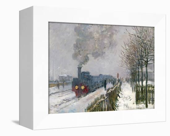 Train in the Snow or the Locomotive, 1875-Claude Monet-Framed Premier Image Canvas