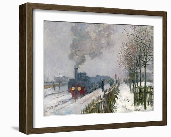 Train in the Snow or the Locomotive, 1875-Claude Monet-Framed Giclee Print