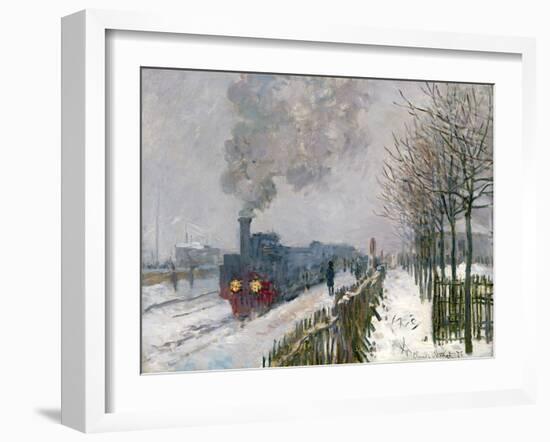 Train in the Snow-Claude Monet-Framed Premium Giclee Print