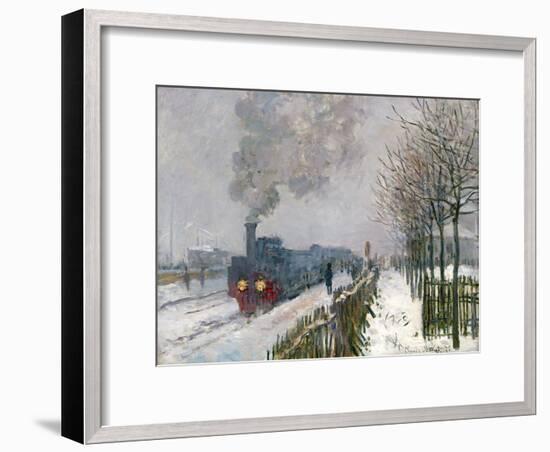 Train in the Snow-Claude Monet-Framed Premium Giclee Print