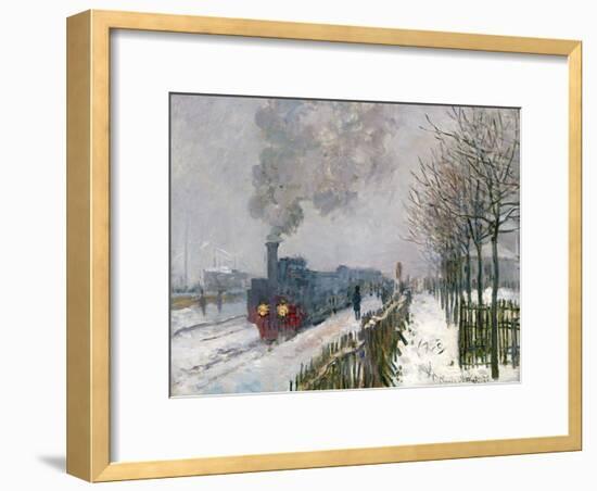 Train in the Snow-Claude Monet-Framed Premium Giclee Print