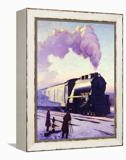 Train in Winter-A. Sheldon Pennoyer-Framed Premier Image Canvas