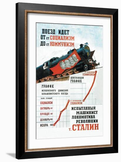 Train is Moving from the Socialist Station-Pavel Sokolov-skalya-Framed Art Print