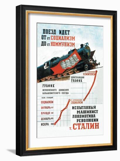 Train is Moving from the Socialist Station-Pavel Sokolov-skalya-Framed Art Print