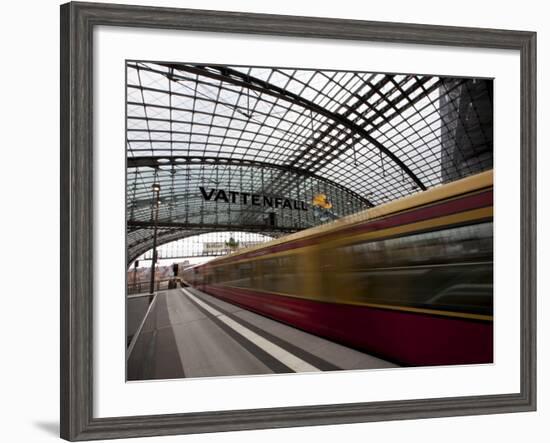 Train Leaving Berlin Hauptbahnhof, the Main Railway Station in Berlin, Germany, Europe-Carlo Morucchio-Framed Photographic Print