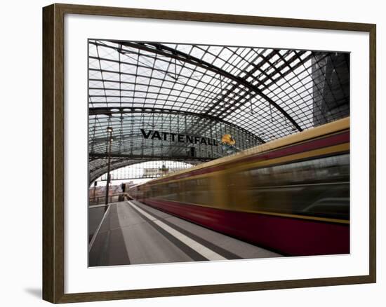 Train Leaving Berlin Hauptbahnhof, the Main Railway Station in Berlin, Germany, Europe-Carlo Morucchio-Framed Photographic Print