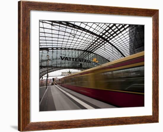 Train Leaving Berlin Hauptbahnhof, the Main Railway Station in Berlin, Germany, Europe-Carlo Morucchio-Framed Photographic Print