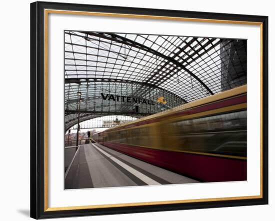 Train Leaving Berlin Hauptbahnhof, the Main Railway Station in Berlin, Germany, Europe-Carlo Morucchio-Framed Photographic Print