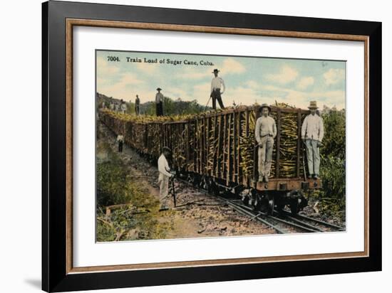 Train Load of Sugar Cane Leaving the Field, Cuba, 1915-null-Framed Giclee Print