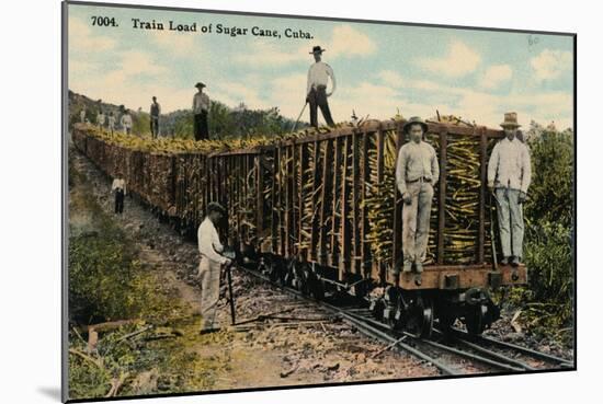 Train Load of Sugar Cane Leaving the Field, Cuba, 1915-null-Mounted Giclee Print