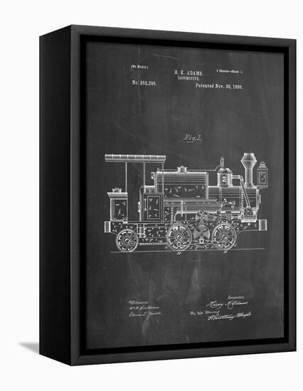 Train Locomotive Patent-null-Framed Stretched Canvas