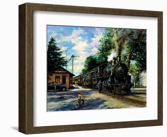 Train Morning Call-unknown Xaras-Framed Art Print