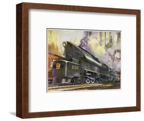 Train of the Pennsylvania Railroad is Hauled by Their Class T-1 Passenger Locomotive-null-Framed Premium Giclee Print