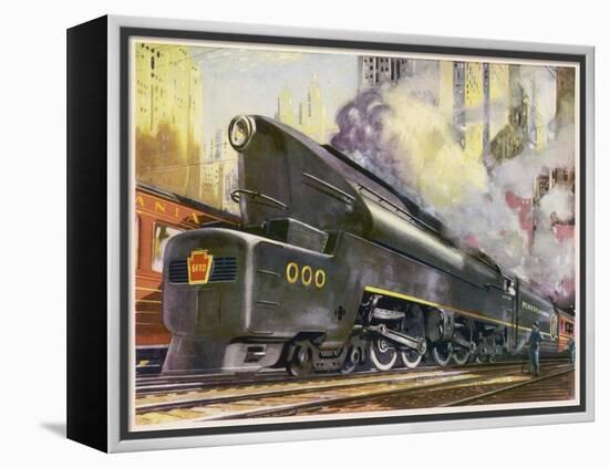 Train of the Pennsylvania Railroad is Hauled by Their Class T-1 Passenger Locomotive-null-Framed Premier Image Canvas