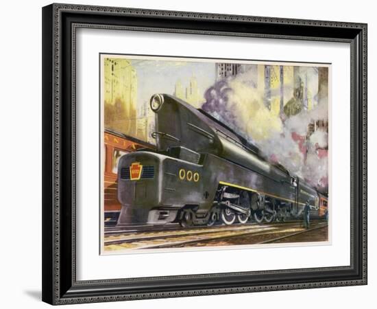 Train of the Pennsylvania Railroad is Hauled by Their Class T-1 Passenger Locomotive-null-Framed Premium Photographic Print