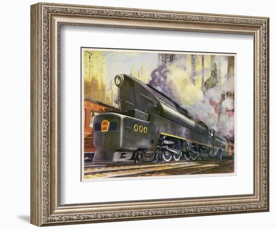 Train of the Pennsylvania Railroad is Hauled by Their Class T-1 Passenger Locomotive--Framed Photographic Print