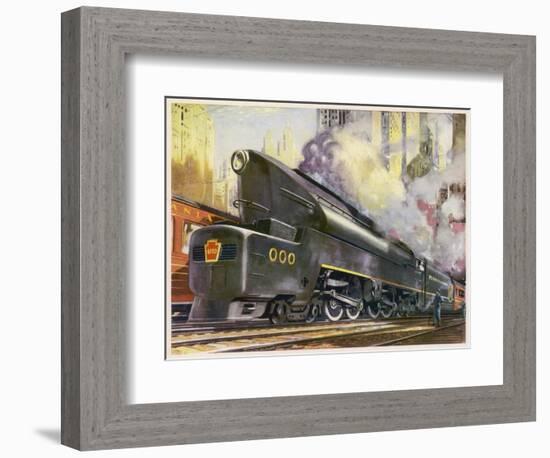 Train of the Pennsylvania Railroad is Hauled by Their Class T-1 Passenger Locomotive-null-Framed Photographic Print