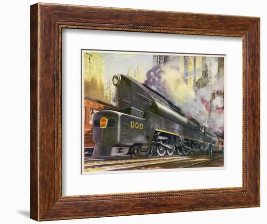 Train of the Pennsylvania Railroad is Hauled by Their Class T-1 Passenger Locomotive-null-Framed Photographic Print