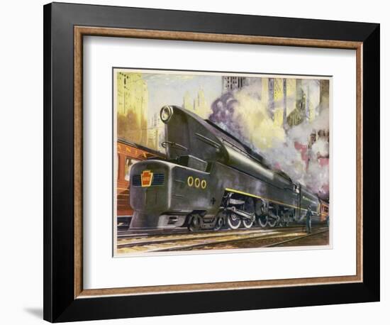 Train of the Pennsylvania Railroad is Hauled by Their Class T-1 Passenger Locomotive-null-Framed Photographic Print