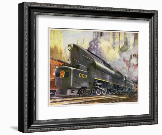 Train of the Pennsylvania Railroad is Hauled by Their Class T-1 Passenger Locomotive-null-Framed Photographic Print