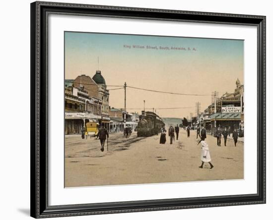 Train on King William Street, Adelaide, South Australia, 1900s-null-Framed Photographic Print