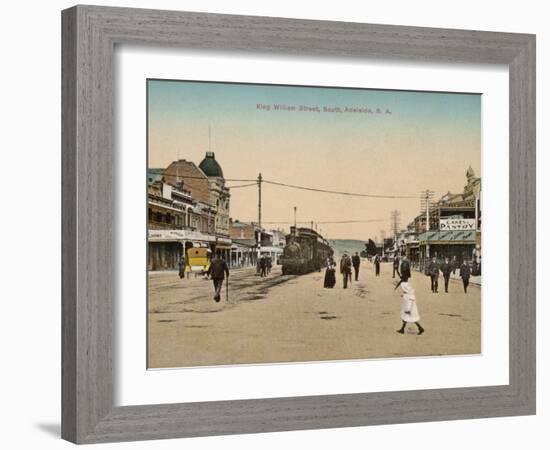 Train on King William Street, Adelaide, South Australia, 1900s-null-Framed Photographic Print