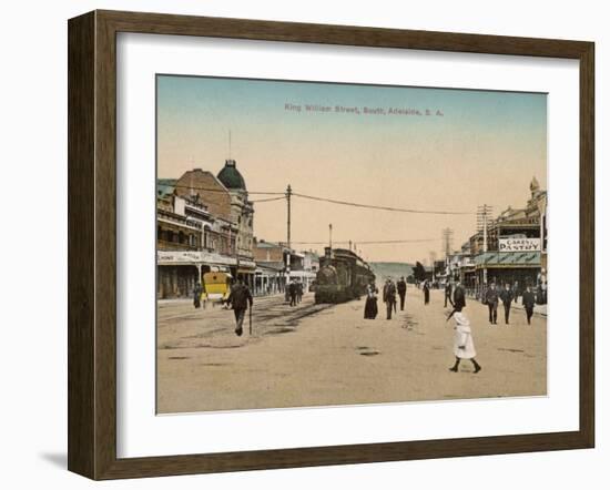 Train on King William Street, Adelaide, South Australia, 1900s-null-Framed Photographic Print