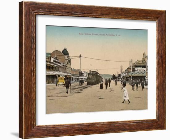 Train on King William Street, Adelaide, South Australia, 1900s-null-Framed Photographic Print