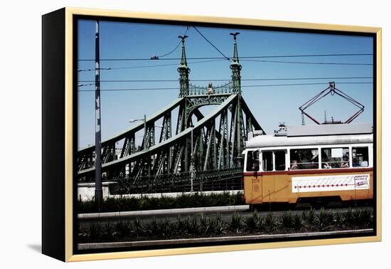 Train on Seven Bridges Budapest Hungary-null-Framed Stretched Canvas