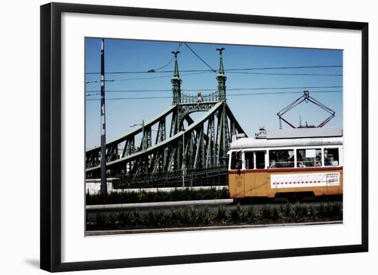 Train on Seven Bridges Budapest Hungary-null-Framed Photo