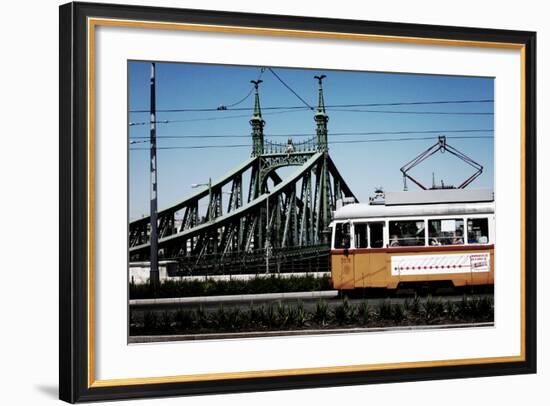 Train on Seven Bridges Budapest Hungary-null-Framed Photo