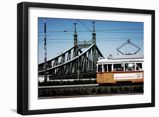 Train on Seven Bridges Budapest Hungary-null-Framed Photo