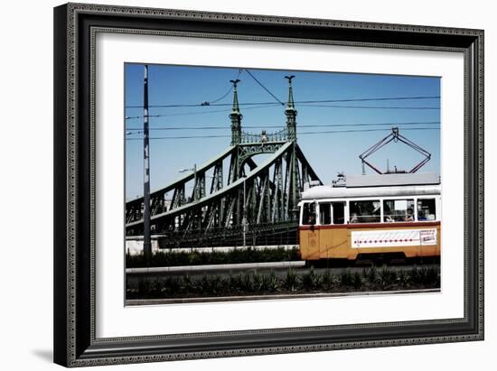 Train on Seven Bridges Budapest Hungary-null-Framed Photo