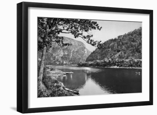 Train Passing the Delaware Water Gap Photograph - Delaware-Lantern Press-Framed Art Print