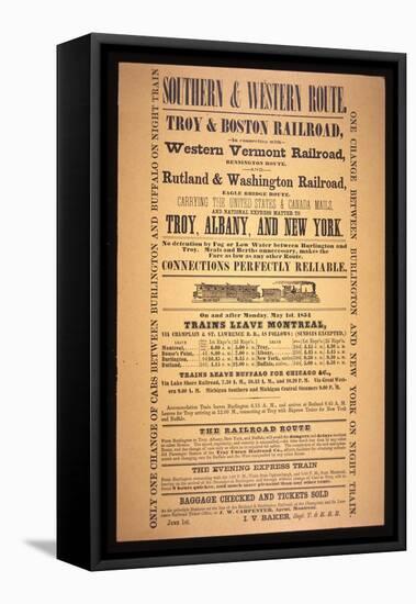 Train Poster for the Southern and Western Route, 1854 (Litho)-American-Framed Premier Image Canvas