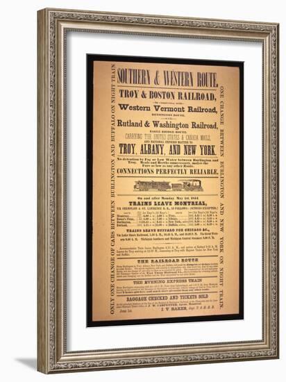 Train Poster for the Southern and Western Route, 1854 (Litho)-American-Framed Giclee Print