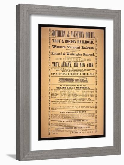 Train Poster for the Southern and Western Route, 1854 (Litho)-American-Framed Giclee Print