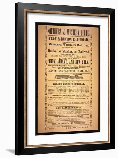 Train Poster for the Southern and Western Route, 1854 (Litho)-American-Framed Giclee Print