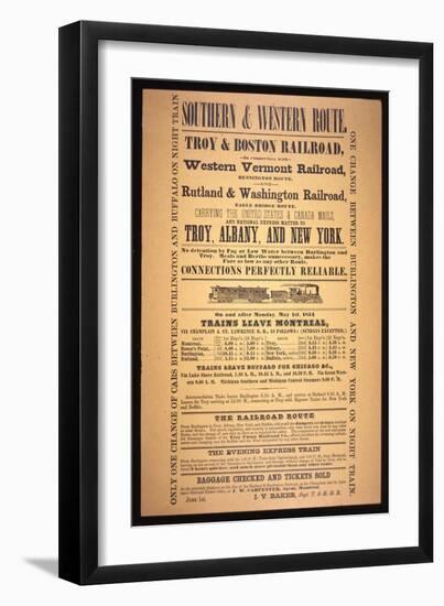 Train Poster for the Southern and Western Route, 1854 (Litho)-American-Framed Giclee Print